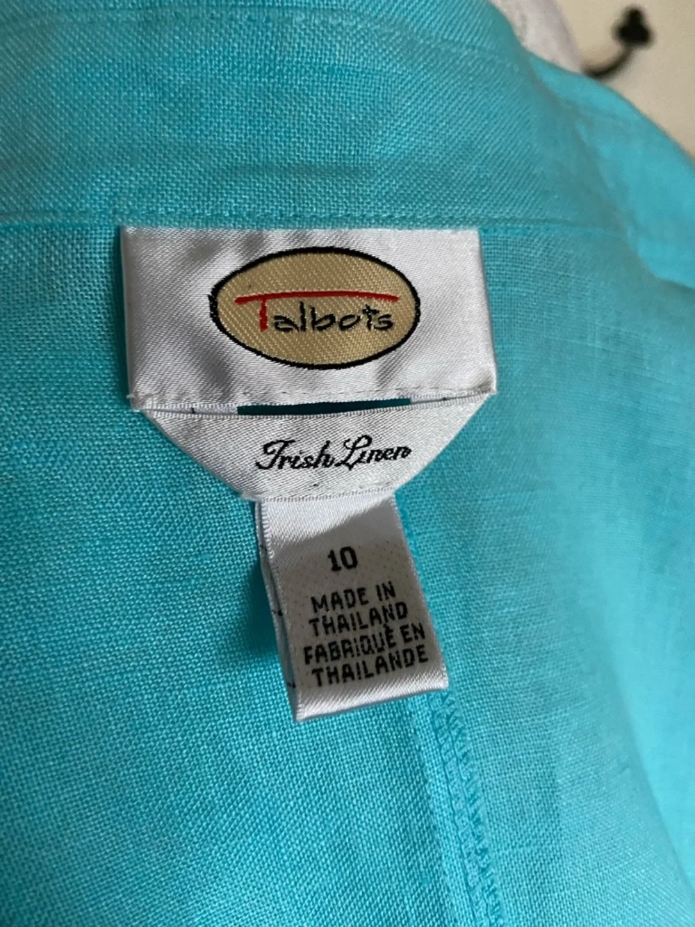 Turquoise Button-Front Linen Blazer - Picture 3 of 3